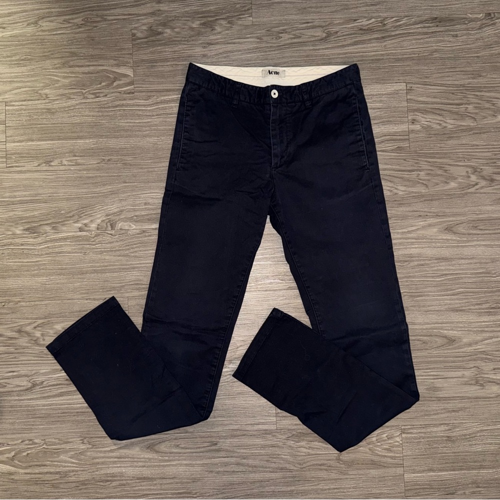 Acne Studios Roc Chino Pants Men’s Size 50 Navy Blue Straight Leg 30x33